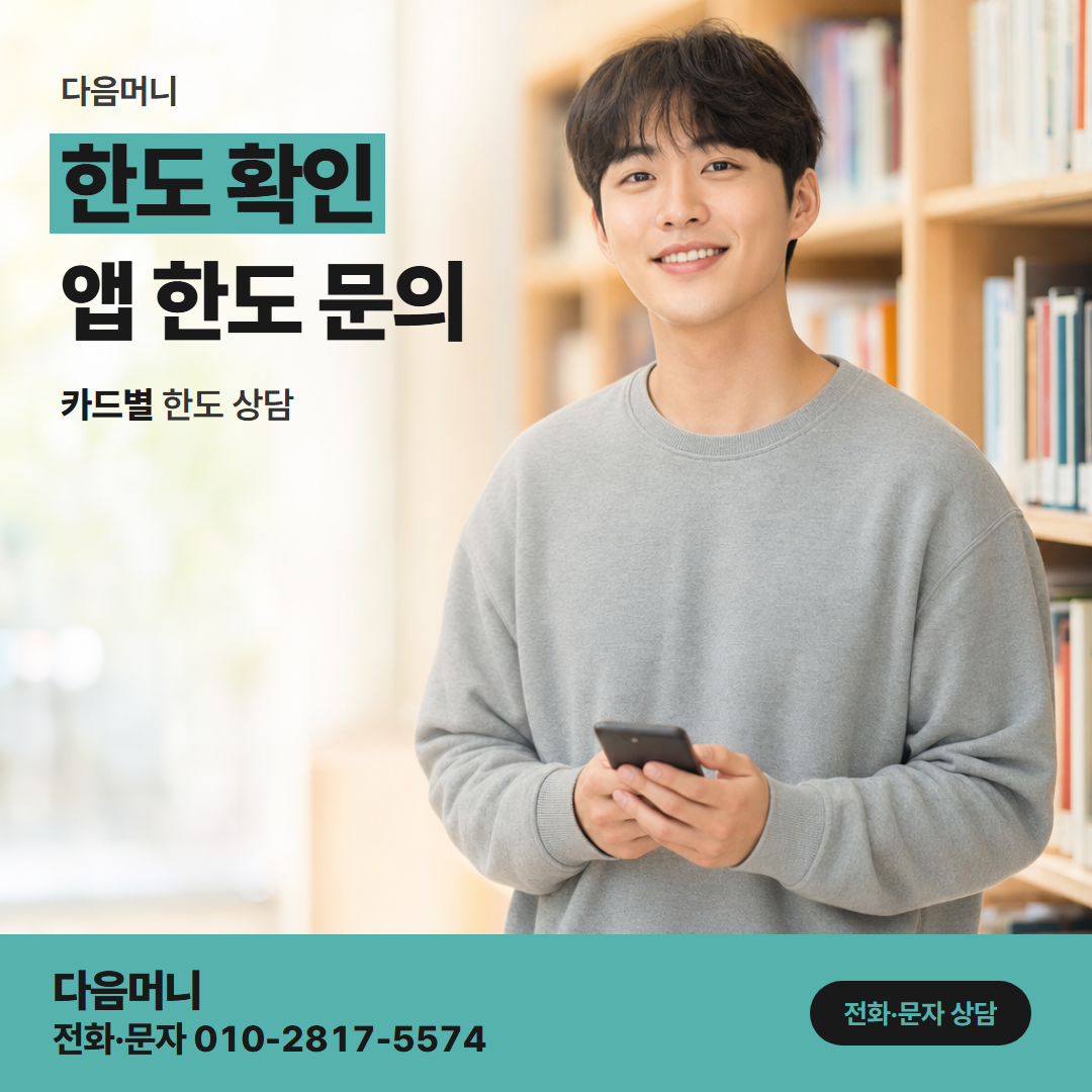 다음머니 성남카드깡 카드사 앱 조회 화면